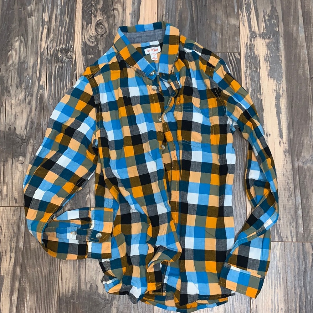 Cat & Jack boys plaid button up size L (12-14)